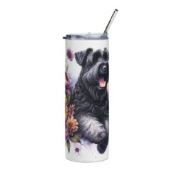 Black Russian Terrier in Flowers 20oz Tumbler - Front
