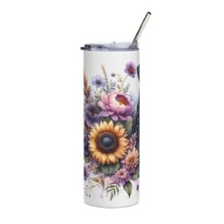Black Russian Terrier in Flowers 20oz Tumbler - Left