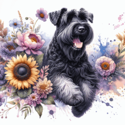 Black Russian Terrier in Flowers 20oz Tumbler - Render