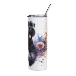 Black Russian Terrier in Flowers 20oz Tumbler - Right