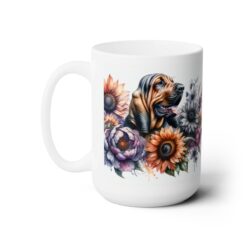 Bloodhound in Flowers 15oz Mug - Left