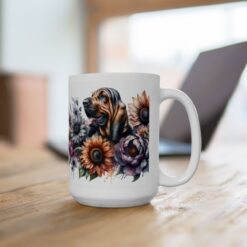 Bloodhound in Flowers 15oz Mug - Lifestyle