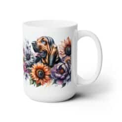 Bloodhound in Flowers 15oz Mug - Right
