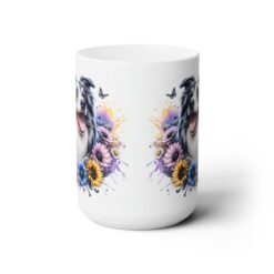 Border Collie in Flowers 15oz Mug - Front