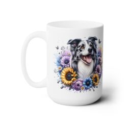 Border Collie in Flowers 15oz Mug - Left
