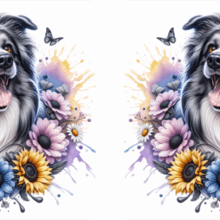Border Collie in Flowers 15oz Mug - Render