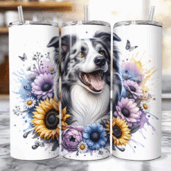 Border Collie in Flowers 20oz Tumbler - Lifestyle