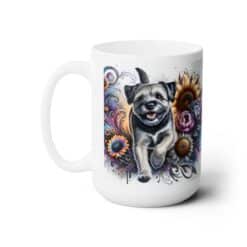 Border Terrier in Flowers 15oz Mug - Left