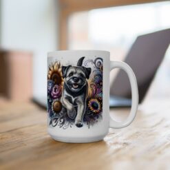 Border Terrier in Flowers 15oz Mug - Lifestyle