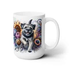 Border Terrier in Flowers 15oz Mug - Right
