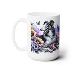 Borzoi in Flowers 15oz Mug - Left