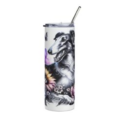 Borzoi in Flowers 20oz Tumbler - Front