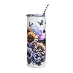 Borzoi in Flowers 20oz Tumbler - Left