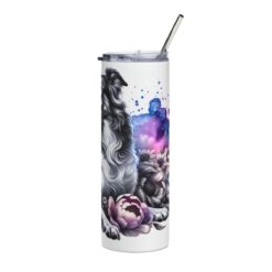 Borzoi in Flowers 20oz Tumbler - Right