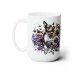 Boston Terrier in Flowers 15oz Mug - Left