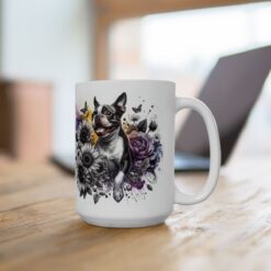 Boston Terrier in Flowers 15oz Mug - Lifestyle