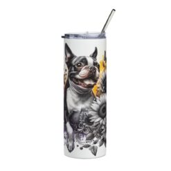 Boston Terrier in Flowers 20oz Tumbler - Front