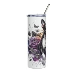 Boston Terrier in Flowers 20oz Tumbler - Left