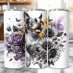 Boston Terrier in Flowers 20oz Tumbler - Lifestyle