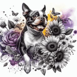 Boston Terrier in Flowers 20oz Tumbler - Render