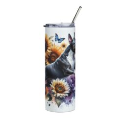 Bull Terrier in Flowers 20oz Tumbler - Front