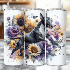 Bull Terrier in Flowers 20oz Tumbler - Lifestyle