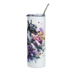 Bull Terrier in Flowers 20oz Tumbler - Right