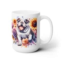 Bulldog in Flowers 15oz Mug - Right