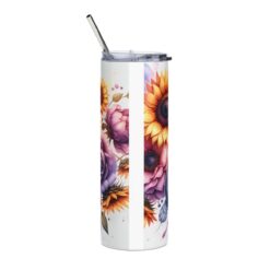 Bulldog in Flowers 20oz Tumbler - Back
