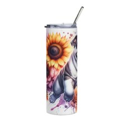 Bulldog in Flowers 20oz Tumbler - Left