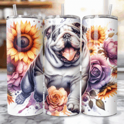 Bulldog in Flowers 20oz Tumbler - Lifestyle
