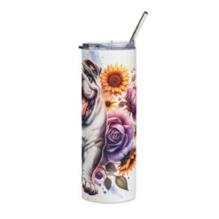 Bulldog in Flowers 20oz Tumbler - Right