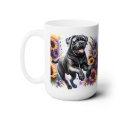 Bullmastiff in Flowers 15oz Mug - Left