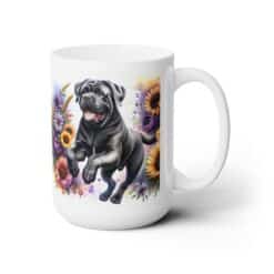 Bullmastiff in Flowers 15oz Mug - Right