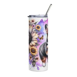 Cardigan Welsh Corgi in Flowers 20oz Tumbler - Left