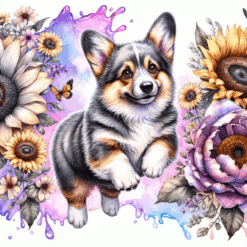 Cardigan Welsh Corgi in Flowers 20oz Tumbler - Render