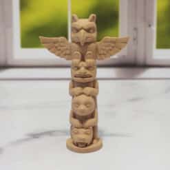 Carved Wood-Style Full Eagle Totem Pole - Front
