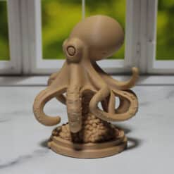 Carved Wood-Style Octopus Sculpture - Left