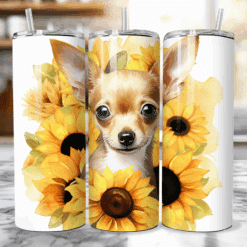 Chihuahua Amongst the Sunflowers 20oz Tumbler - Lifestyle