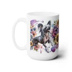 Chinese Crested in Flowers 15oz Mug - Left