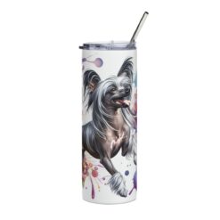 Chinese Crested in Flowers 20oz Tumbler - Front