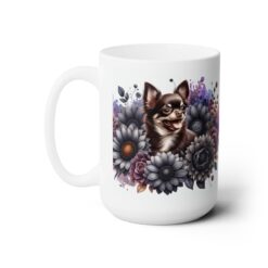 Chocolate Chihuahua in Flowers 15oz Mug - Left