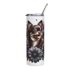 Chocolate Chihuahua in Flowers 20oz Tumbler - Front