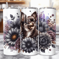 Chocolate Chihuahua in Flowers 20oz Tumbler - Lifestyle