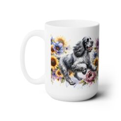 Clumber Spaniel in Flowers 15oz Mug - Left