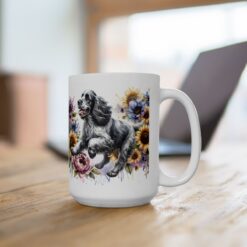 Clumber Spaniel in Flowers 15oz Mug - Lifestyle
