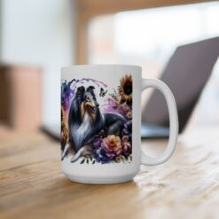 Collie in Flowers 15oz Mug - Lifestyle