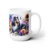 Collie in Flowers 15oz Mug - Right