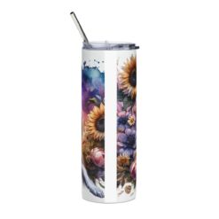 Collie in Flowers 20oz Tumbler - Back
