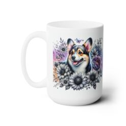 Corgi in Flowers 15oz Mug - Left